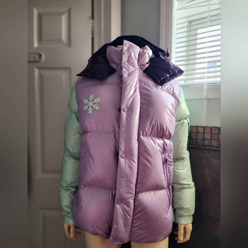 Moncler Lavender & Mint Colorblock Puffer Jacket with Hood - Picture 8 of 16